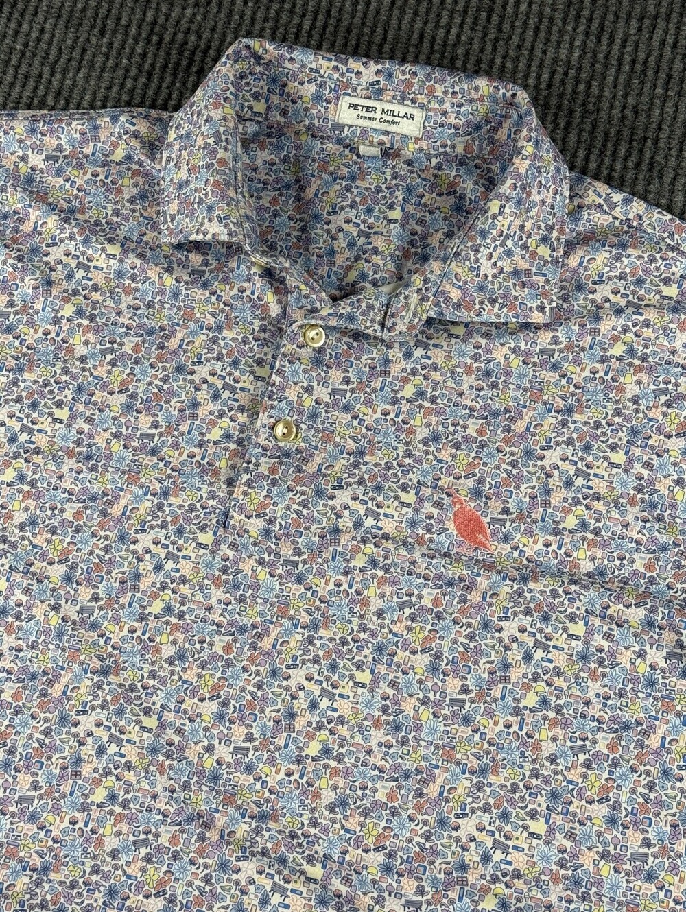 Peter Millar Summer Comfort Crown Crafted Golf Polo Mens L Quail West Golf Club